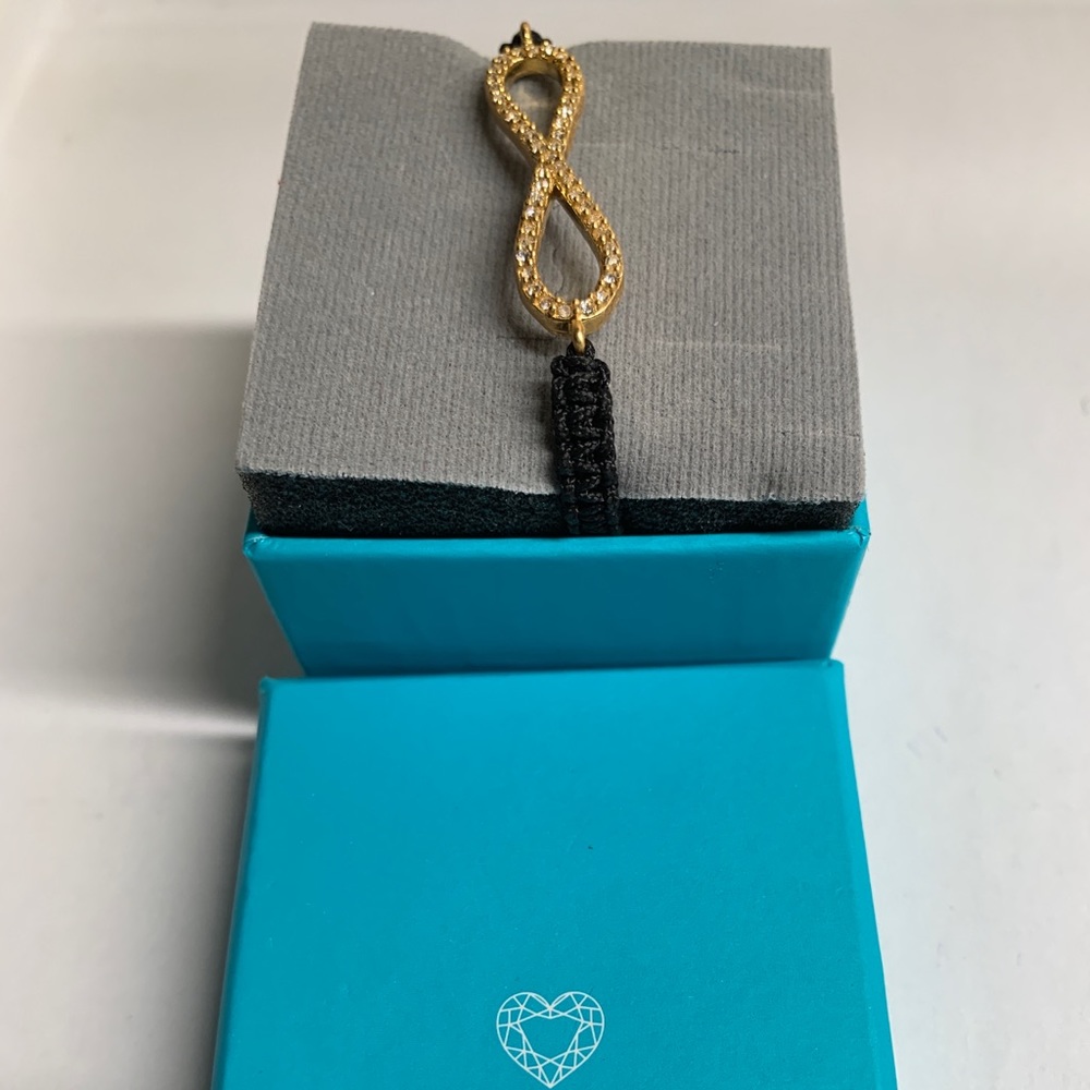 Amorium Women Black Gold and Cubic Zirconia Infinity Bracelet - NWT